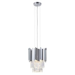 4-Light Chrome Stainless Steel Pendant With Clear Crystals