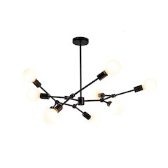 9-Light Matte Black Branch Frame Chandelier