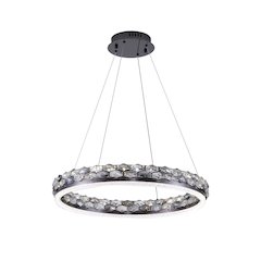 1-Light Stain Black LED Pendant With Crystal Accents
