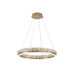 1-Light Brass LED Pendant With Crystal Accents