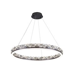 1-Light Stain Black LED Pendant With Crystal Accents