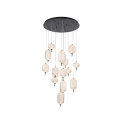 15-Light Satin Black LED Chandelier With PC Shades