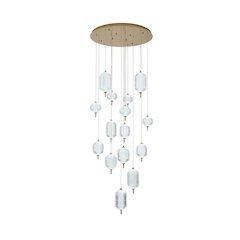 15-Light Satin Brass LED Chandelier With PC Shades