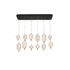 12-Light Satin Black LED Chandelier With PC Shades