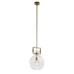 1-Light Brass Single Pendant With A Clear Glass Shade