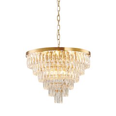 14-Light Gold Metal Chandelier With Clear Crystals