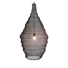 1-Light Satin Black Pendant With A Chain Basket Shade