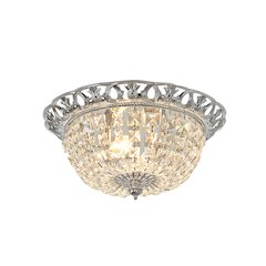2-Light Chrome Flush Mount With Clear Hanging Crystals