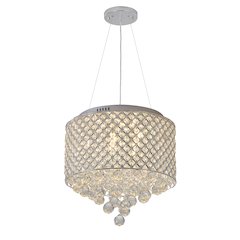 7-Light Chrome Chandelier With Clear Crystals