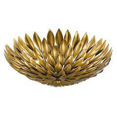 3-Light Gold Leaf Petal Flush Mount