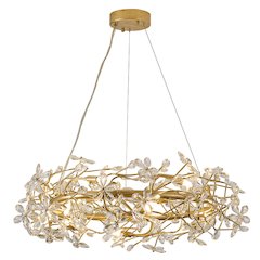 12-Light Gold Aluminum Chandelier With Clear Crystals