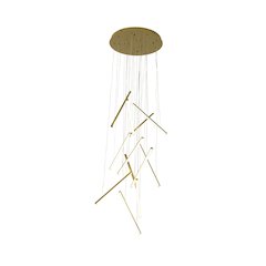12-Light Brass Metal LED Chandelier With White Acrylic Diffusers