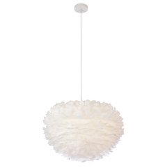 1-Light White Goose Feather Ball Chandelier With White Hardware