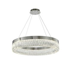 1-Light Chrome LED Chandelier With Clear Crystal Accents