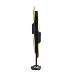 6-Light Matte Black Floor Lamp With Gold Interior