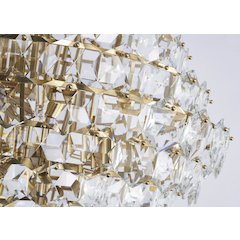 27-Light Brass Chandelier With Clear Hanging Crystals