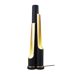 3-Light Matte Black Table Lamp With Gold Interior