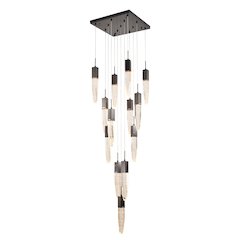 13-Light  Black Chandelier With A Clear iceberg bubble Crystal