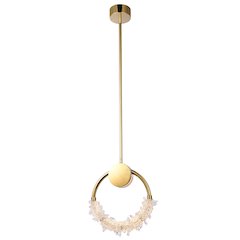 1-Light Gold LED Pendant With Clear Crystal Beading
