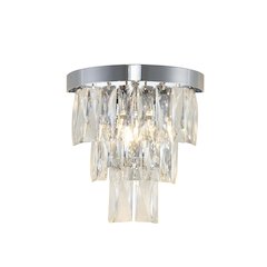 1-Light Chrome Wall Sconce With Clear Hanging Crystals