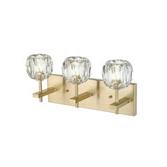 3-Light Gold Wall Sconce With Clear Crystal Shades