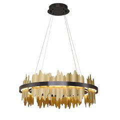 1-Light Black Stainless Steel LED Chandelier With Brass Copper