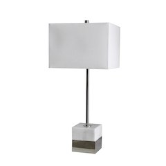 1-Light Polished Nickel Table Lamp With A Marble Base And A Shade