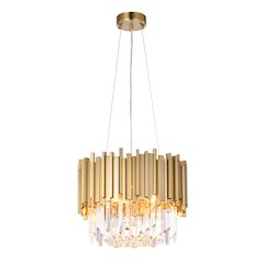 6-Light Gold Stainless Steel Chandelier With Clear Crystals