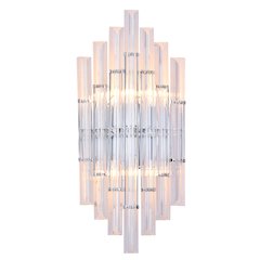 2-Light Chrome Metal Wall Sconce With Clear Rods