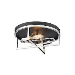 2-Light Black And Chrome Cage Flush Mount