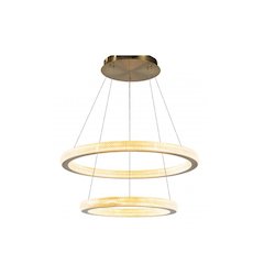 2-Light Sand Gold LED Chandelier With Acrylic Diffusers