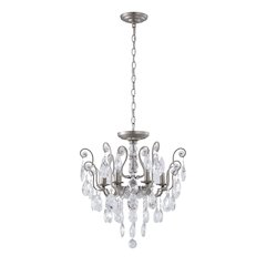 6-Light Pewter Chandelier With Clear Crystals