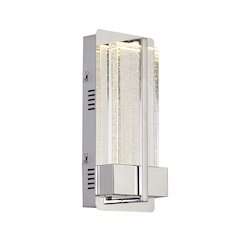 1-Light Chrome LED Wall Sconce With Clear Bubble Glass Shade