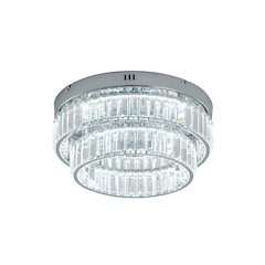 2-Light Chrome Dimmable LED Flush Mount With Clear Crystals