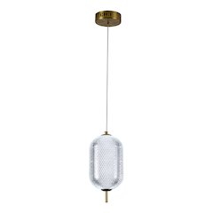 1-Light Brass Dimmable LED Single Pendant With A Clear PC Shade
