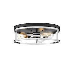 3-Light Black And Chrome Metal Flush Mount