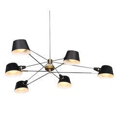 6-Light Black Iron Chandelier With Black Aluminum Shades