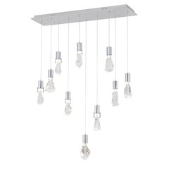 10-Light Chrome Chandelier With Clear Crystal Stones