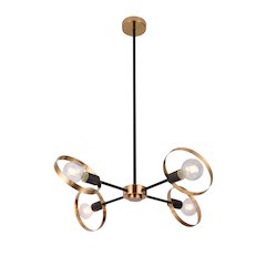 4-Light Black And Brushed Brass Metal Chandelier
