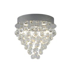 6-Light Chrome Flush Mount With Clear Crystals