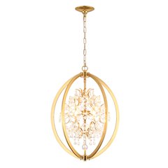 4-Light Antique Brass Metal Chandelier With Clear Crystals