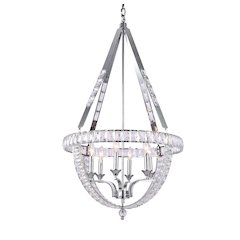 6-Light Chrome Metal Chandelier With Clear Crystals