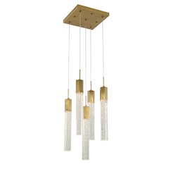 5-Light Gold Chandelier With A clear bubble Crystal