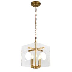 4-Light Gold Chandelier With A Clear Acrylic Shade