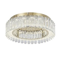 1-Light Gold Stainless Steel LED Flush Mount With Clear Crystals