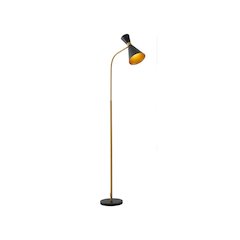 1-Light Black Floor Lamp With Gold Hardware