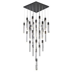 41-Light Matte Black Chandelier With A Clear Crystal