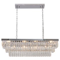 12-Light Chrome Metal Chandelier With Clear Crystal