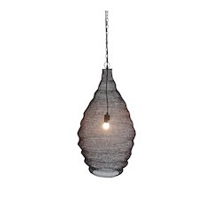 1-Light Satin Black Pendant With A Chain Basket Shade