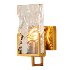 1-Light Gold Stainless Steel Wall Sconce With A Clear Crystal Plaque